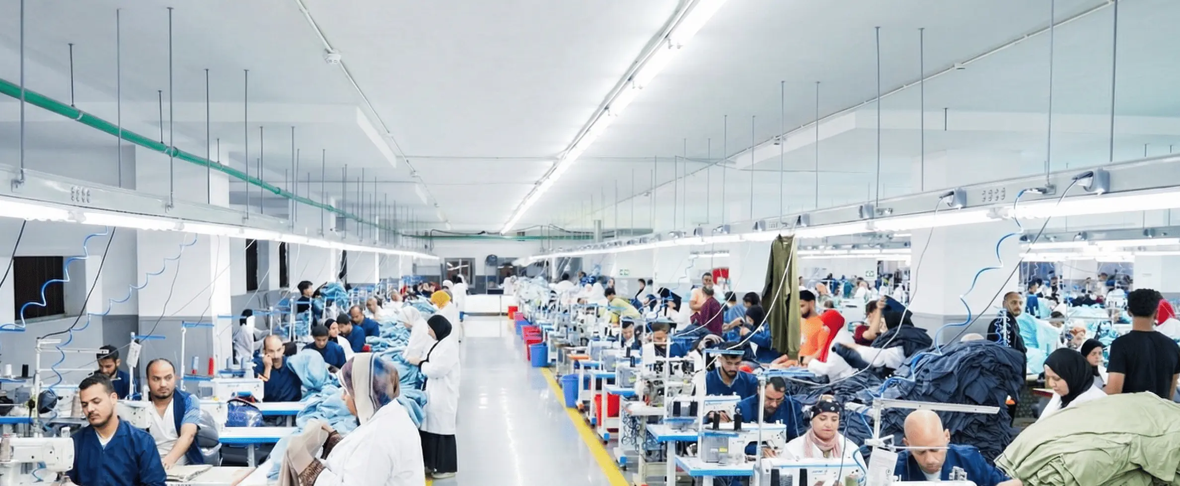 Garment production line in a textile factory.
