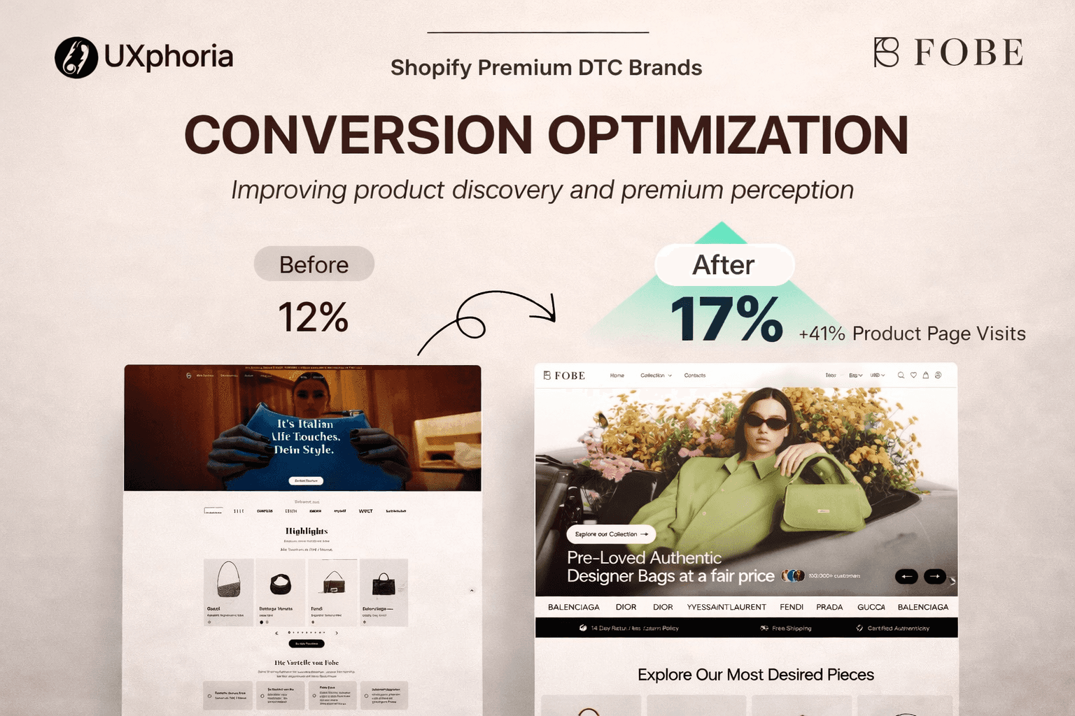 Luxury Bags Ecommerce UX & CRO Redesign Case Study (Germany) | Uxphoria