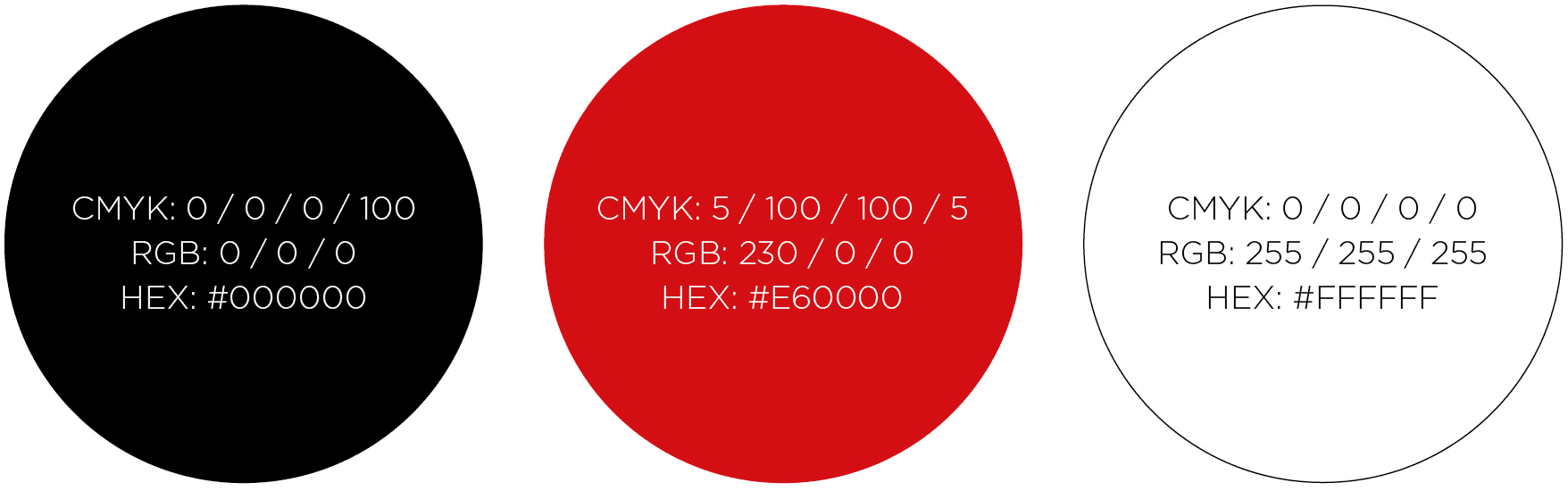 Farbdefinitionen schwarz, rot und weiß