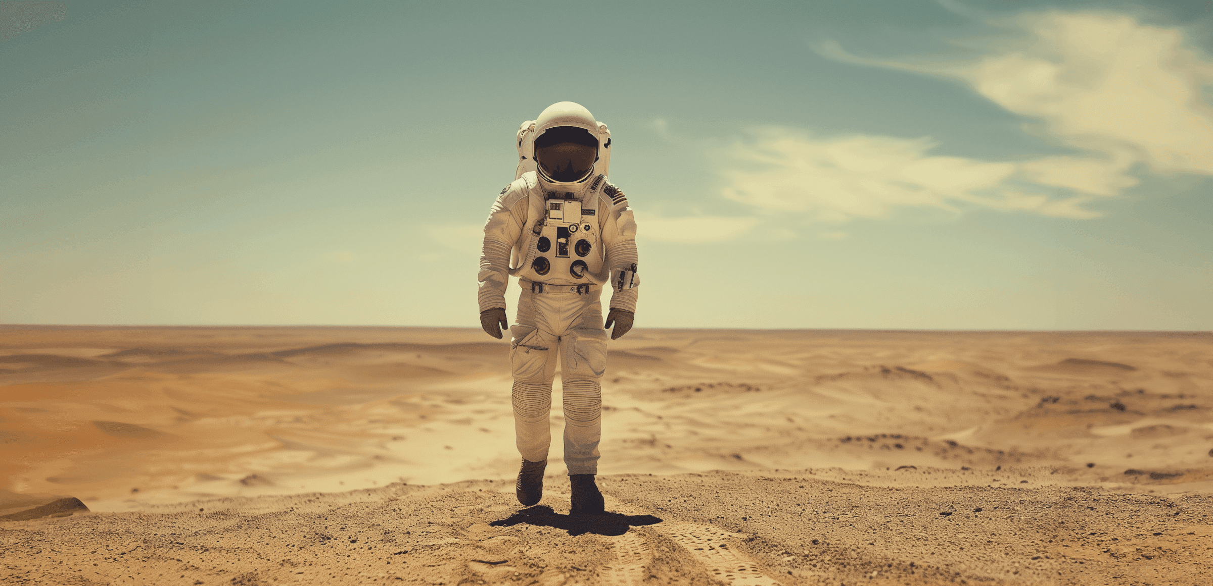 An astronaut standing in an another planet