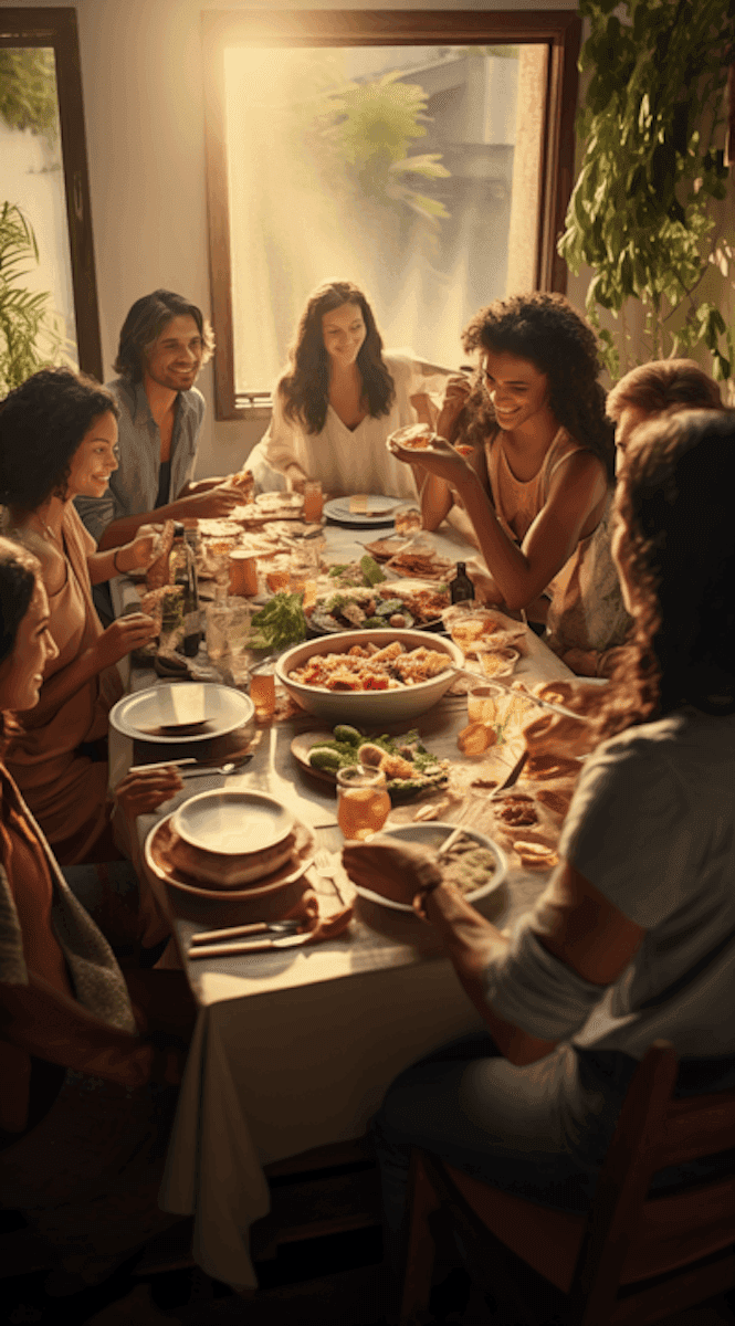 Communal Feast at Golden Hour