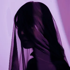 Woman, soft rose background