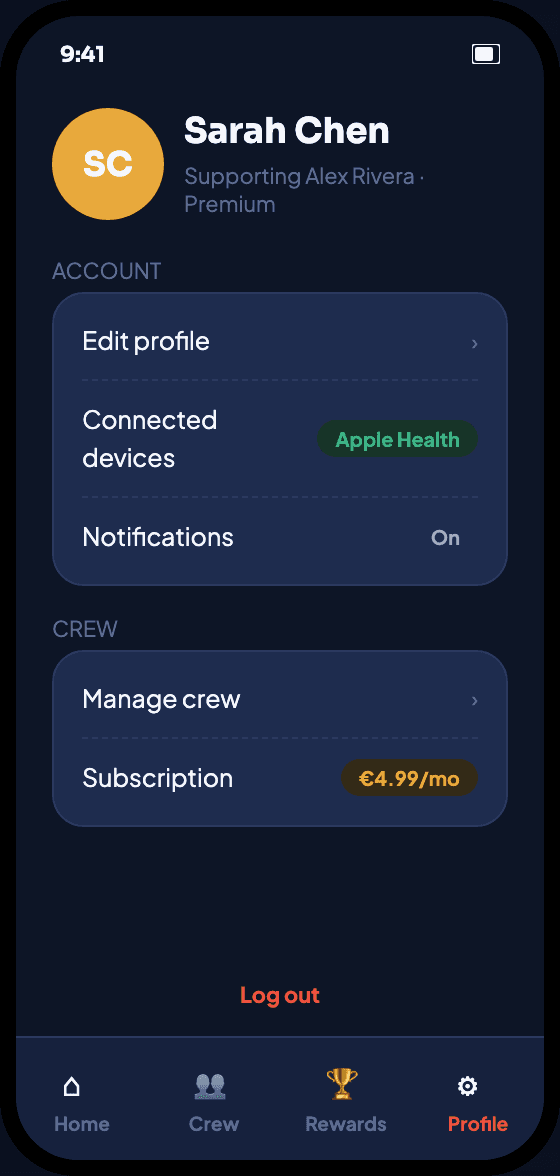 Profile screen