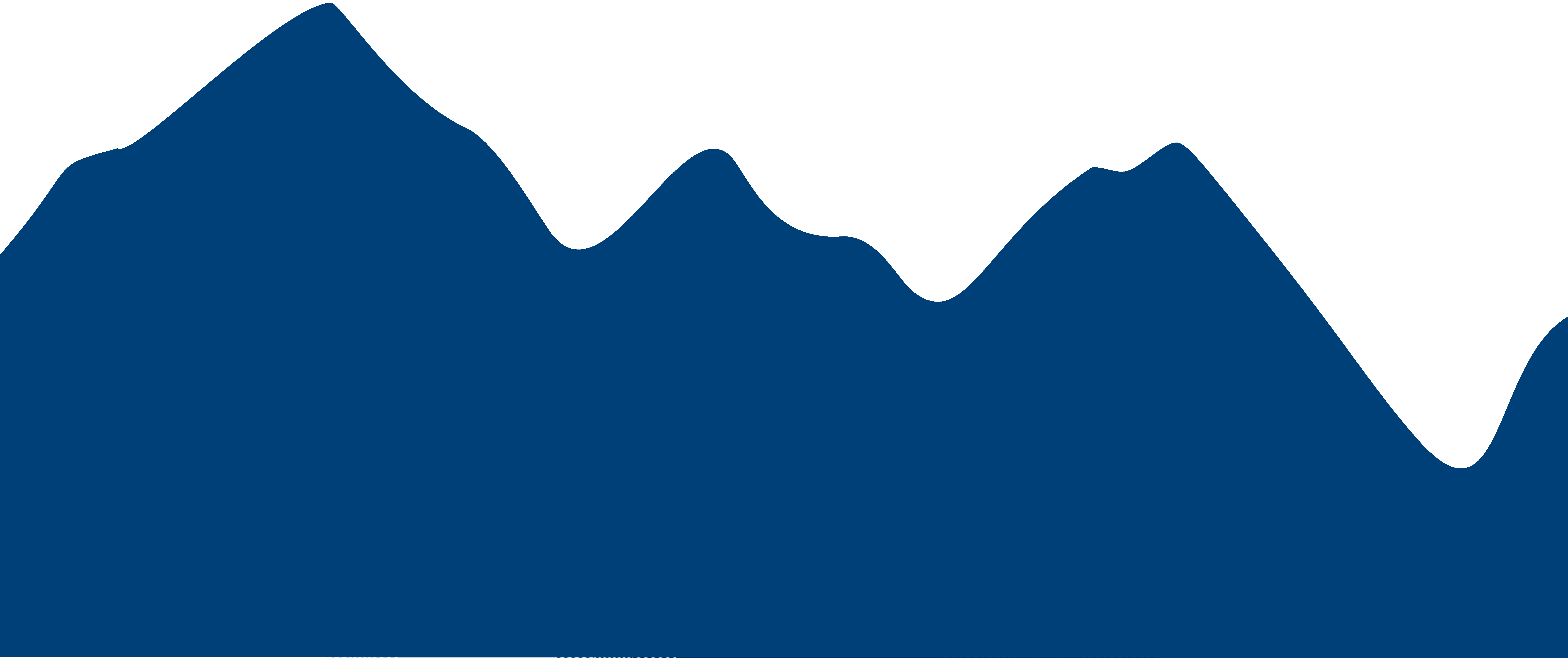 Silhouette of jagged mountain peaks against a clear sky.