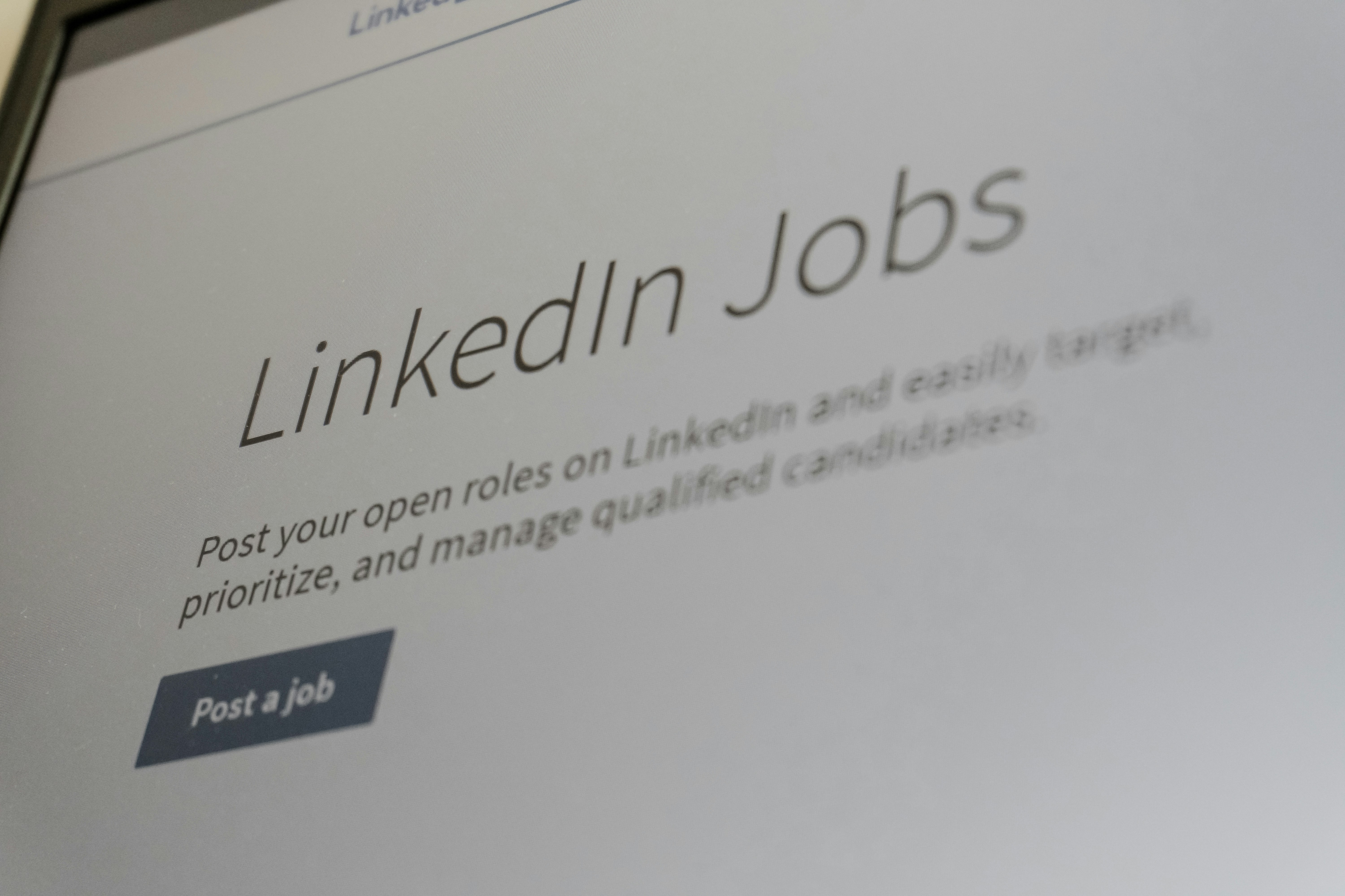 Image of a computer screen showing LinkedIn jobs, showing one option for TA