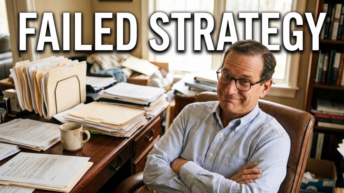 Image of Rodger Krouse with the caption "Failed strategy"