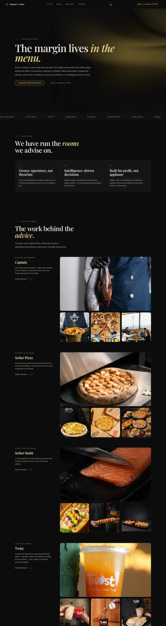 The home page of marginthemenu.com