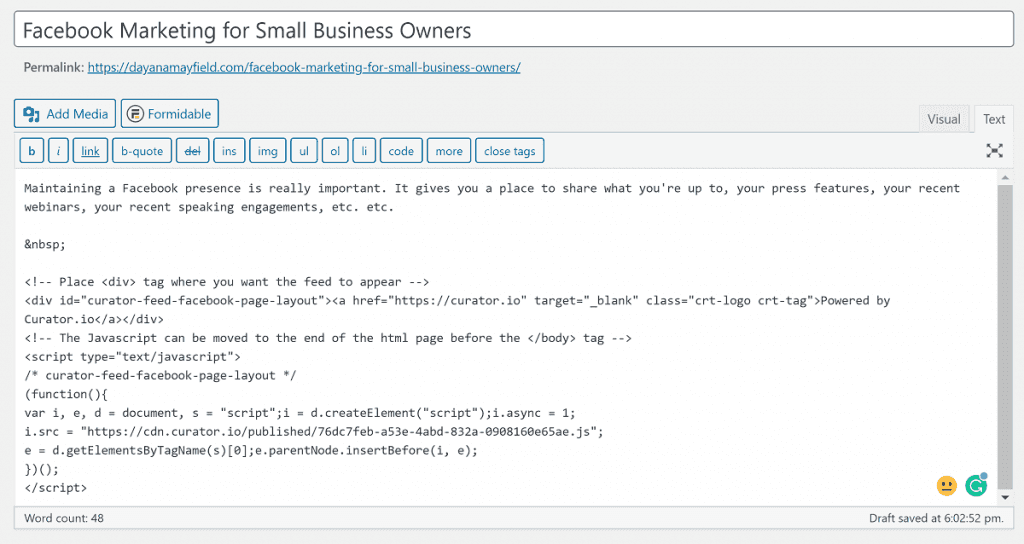 Adding HTML code to WordPress