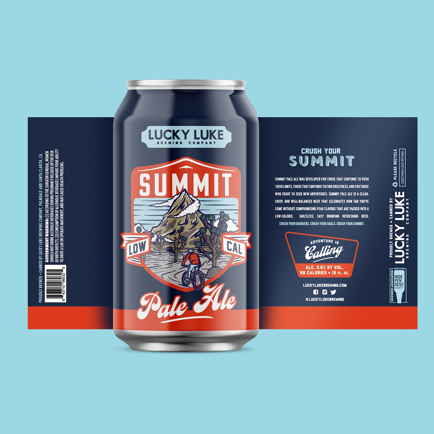Lucky Luke Summit Pale Ale can design with detailed illustration