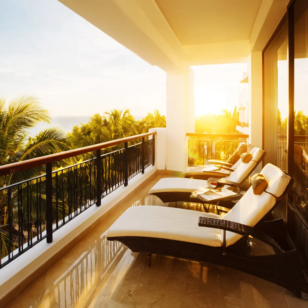 cabana porch with chaise lounges evening bradenton