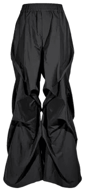 Vanguardia Avant-Garde Dark Design Black Nylon Pleated Loose Flared Wide-Leg Pants