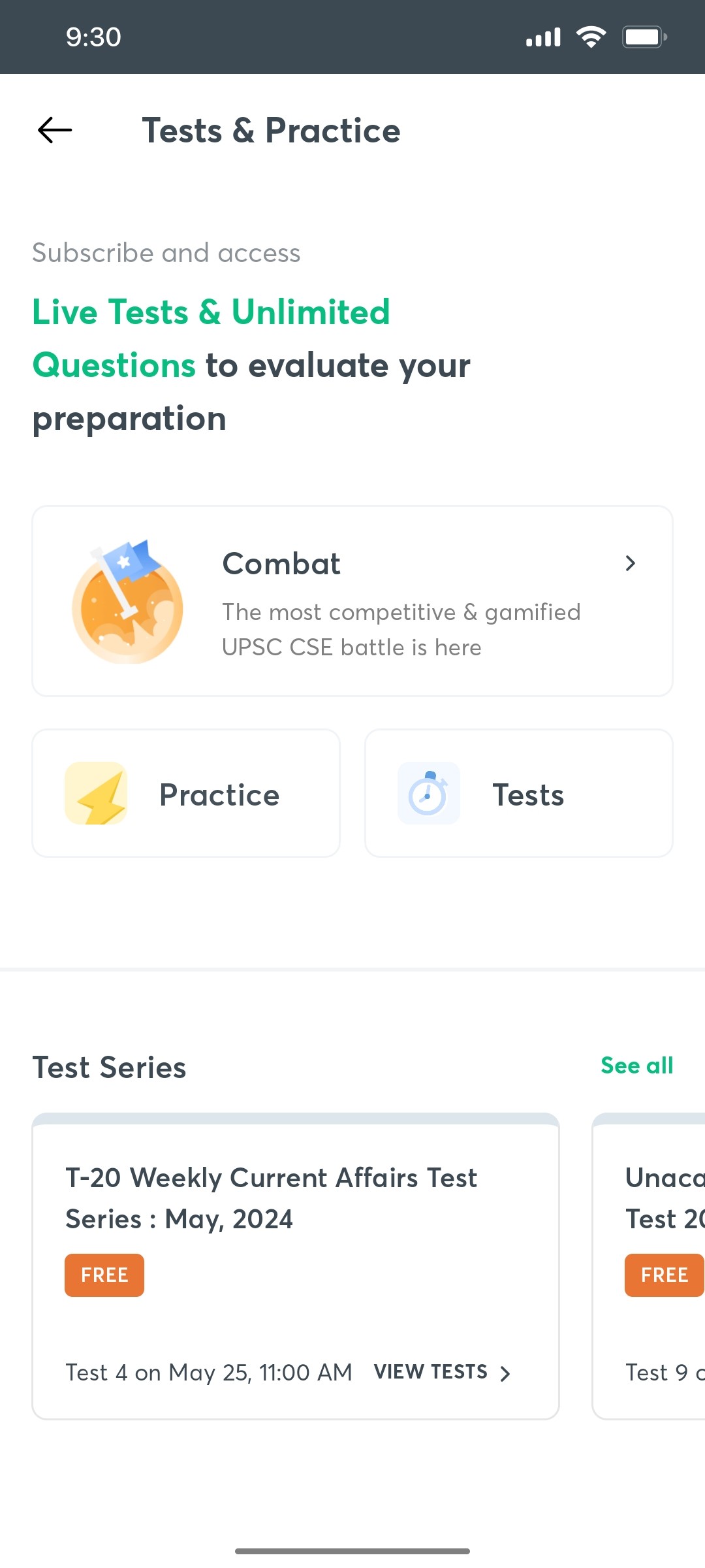 Unacademy Test & Practice