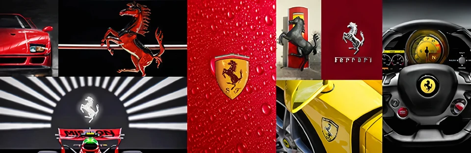 Ferrari logo in various locations