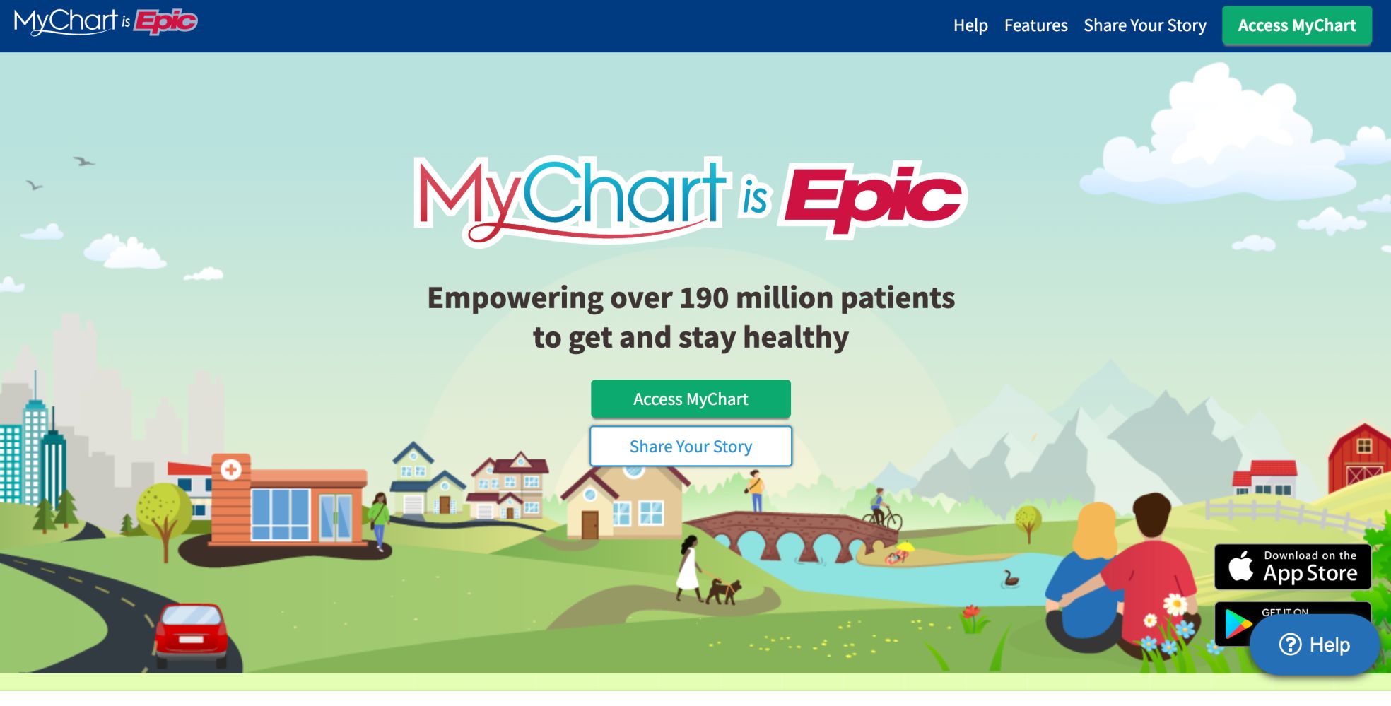 Healthcare web portal homepage empowering patients with access to medical records