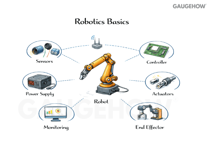 Robot components sensors controller end effector
