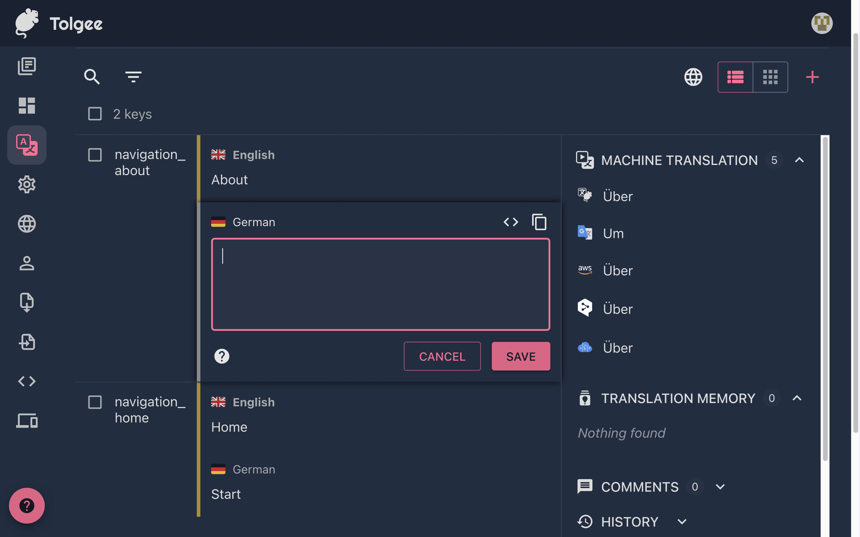 Tolgee Add Translation
