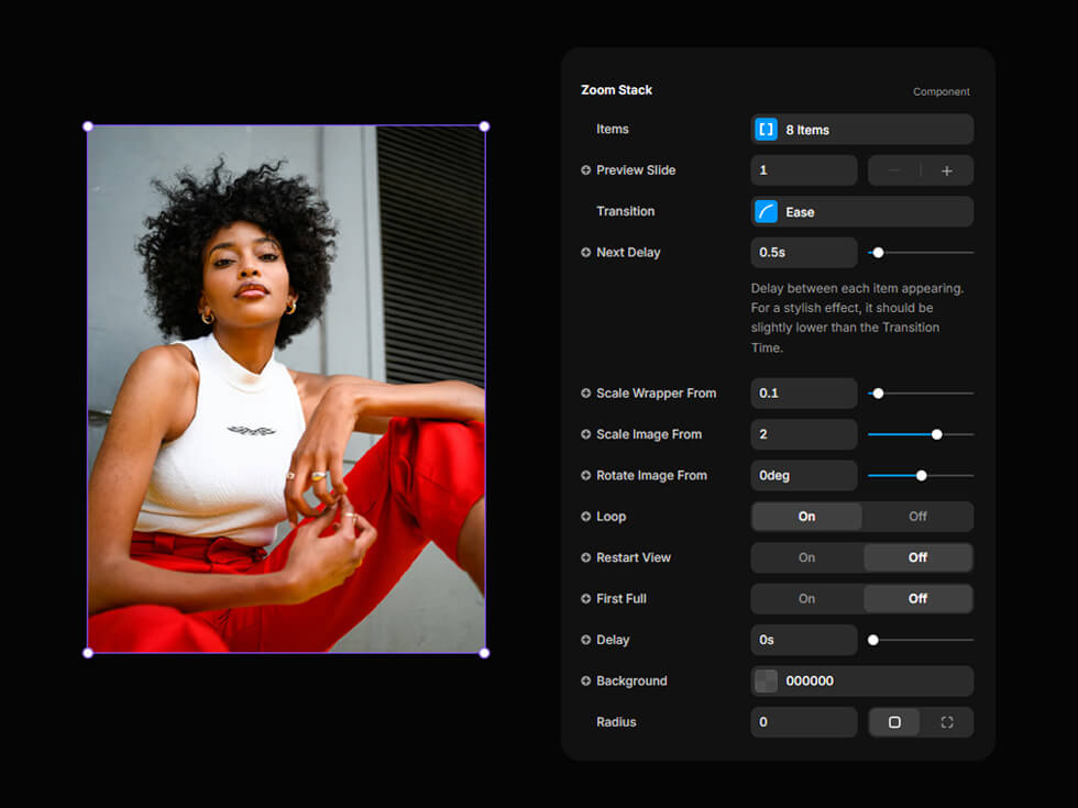 Capture d'écran du component Framer Zoom Stack
