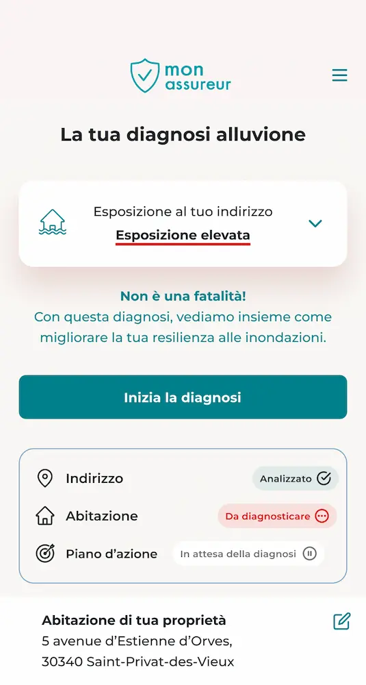 Schermata principale della diagnostica nella piattaforma Geoya