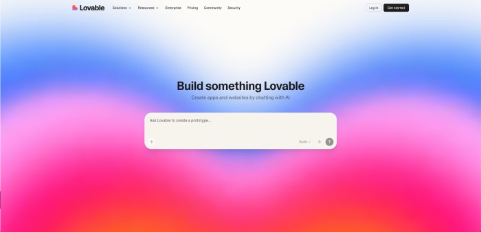Interfaz de Lovable antes de diseñar la pantalla