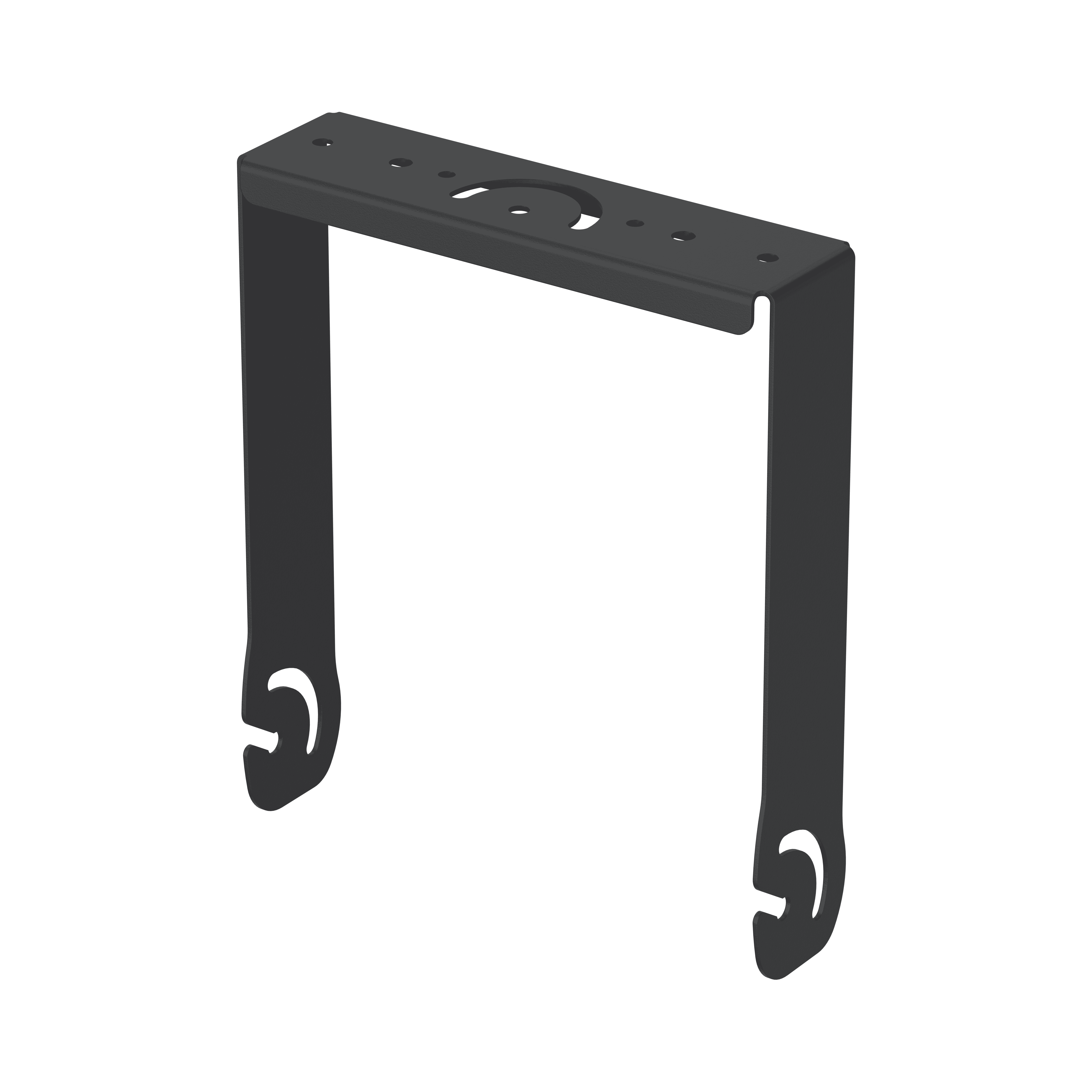Black mounting bracket with curved slots