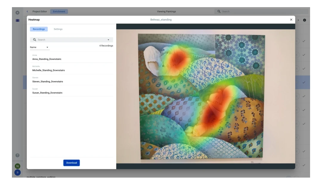 Open the Heatmap modal to view a heatmap mapped onto the reference image