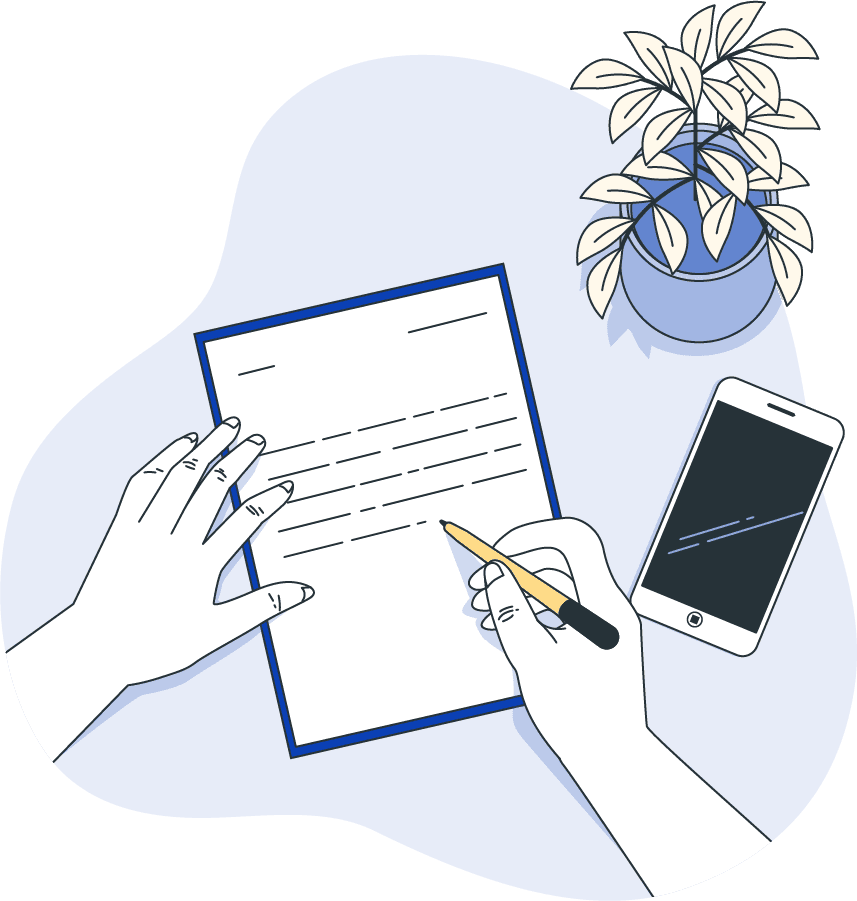 Illustration of someone signing a document