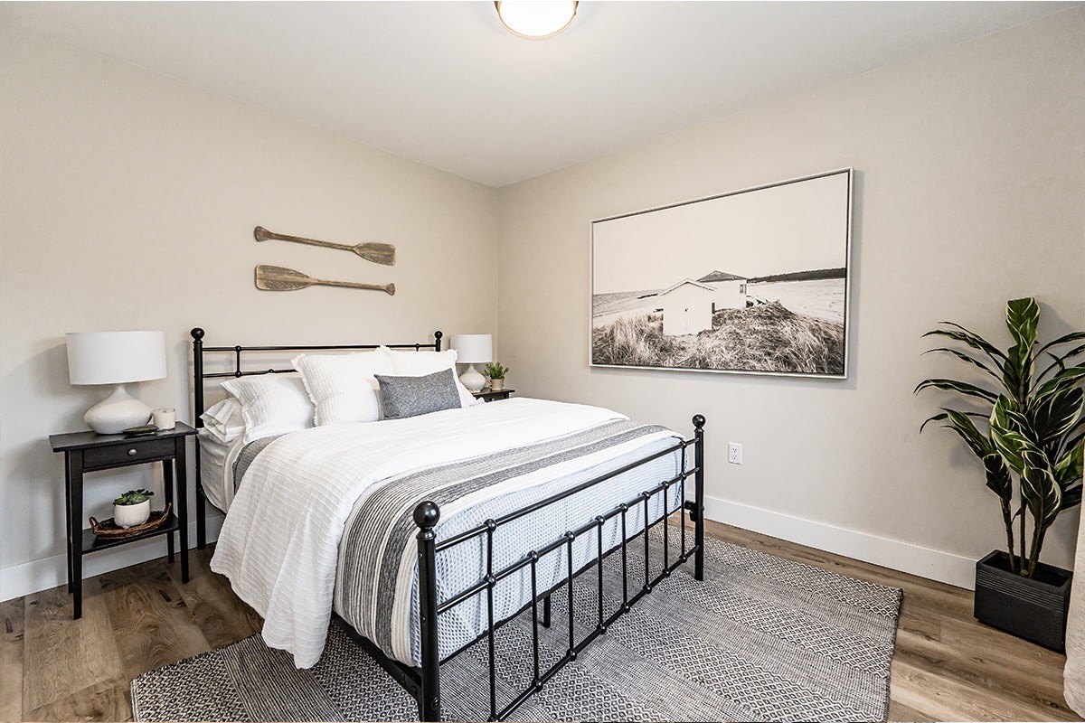 lakehouse cottage bedroom after