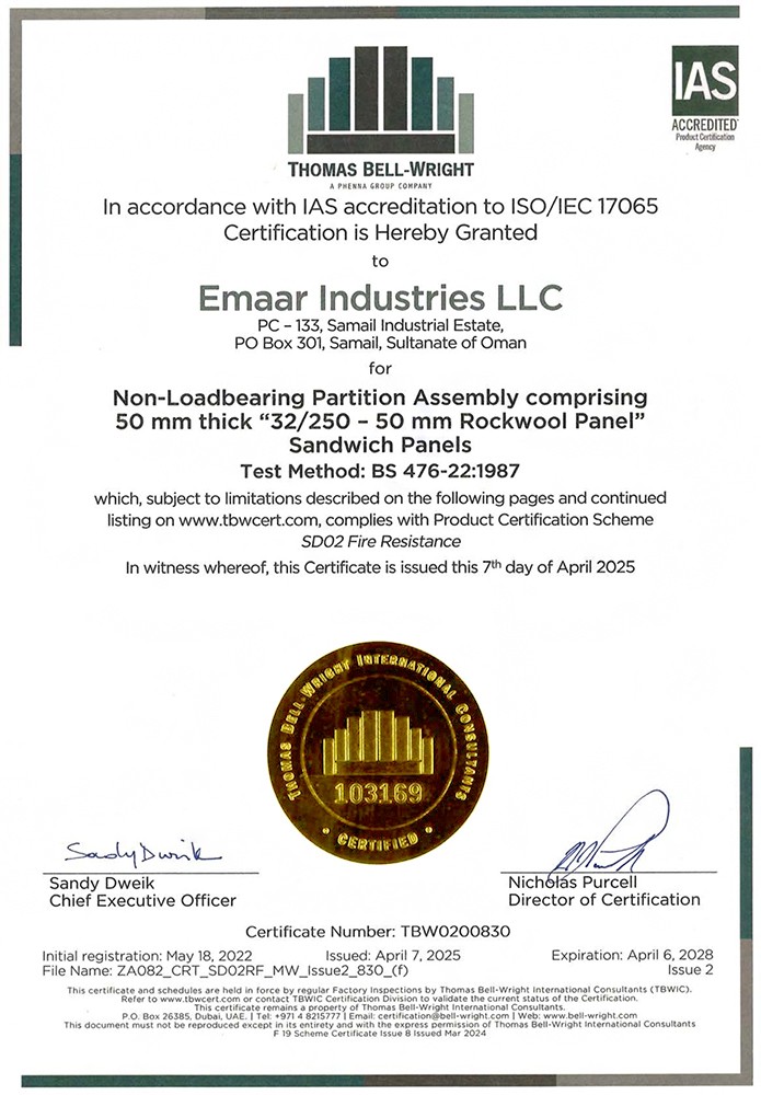 Emaar Industries BS 476 Certificates