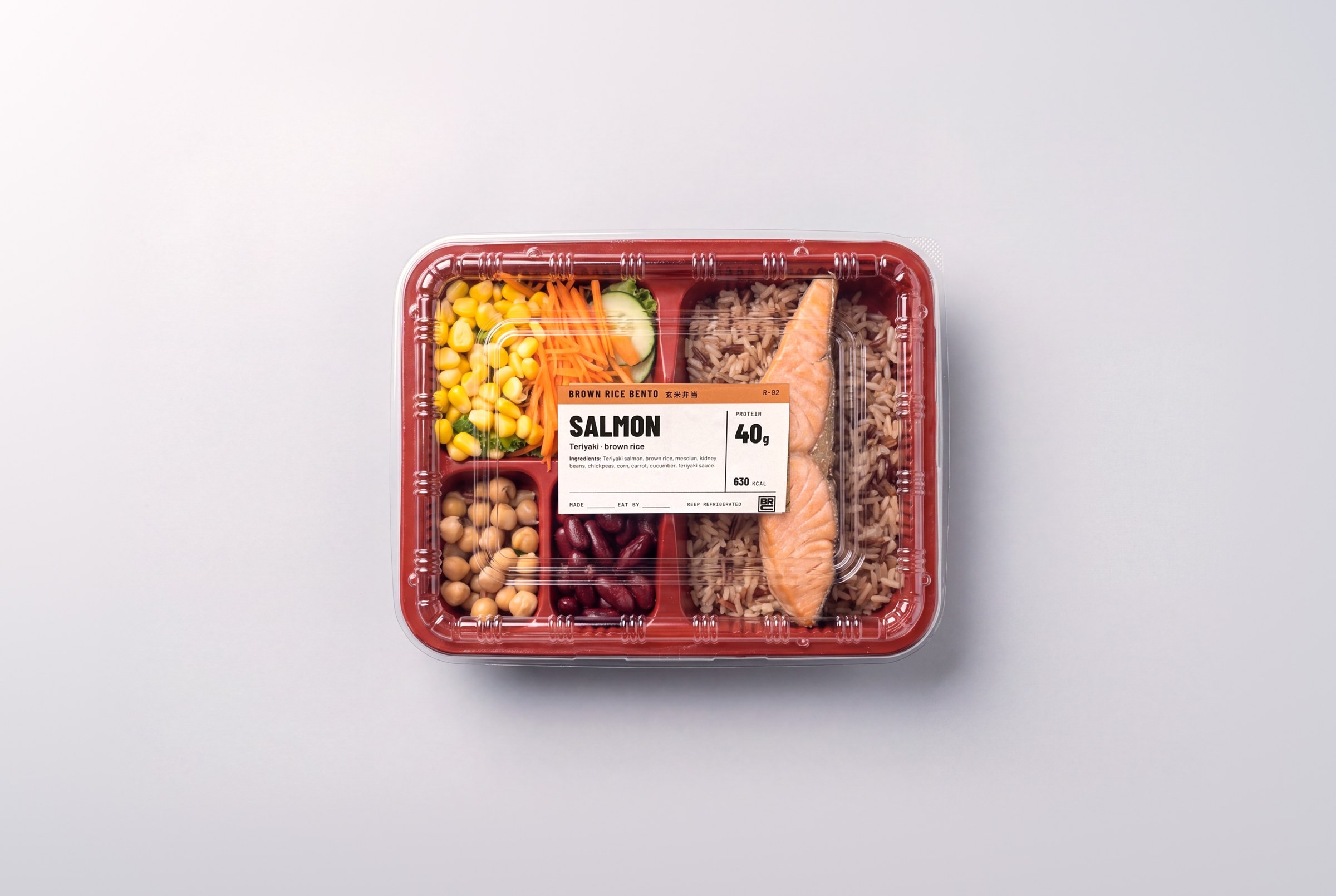 Salmon brown rice bento