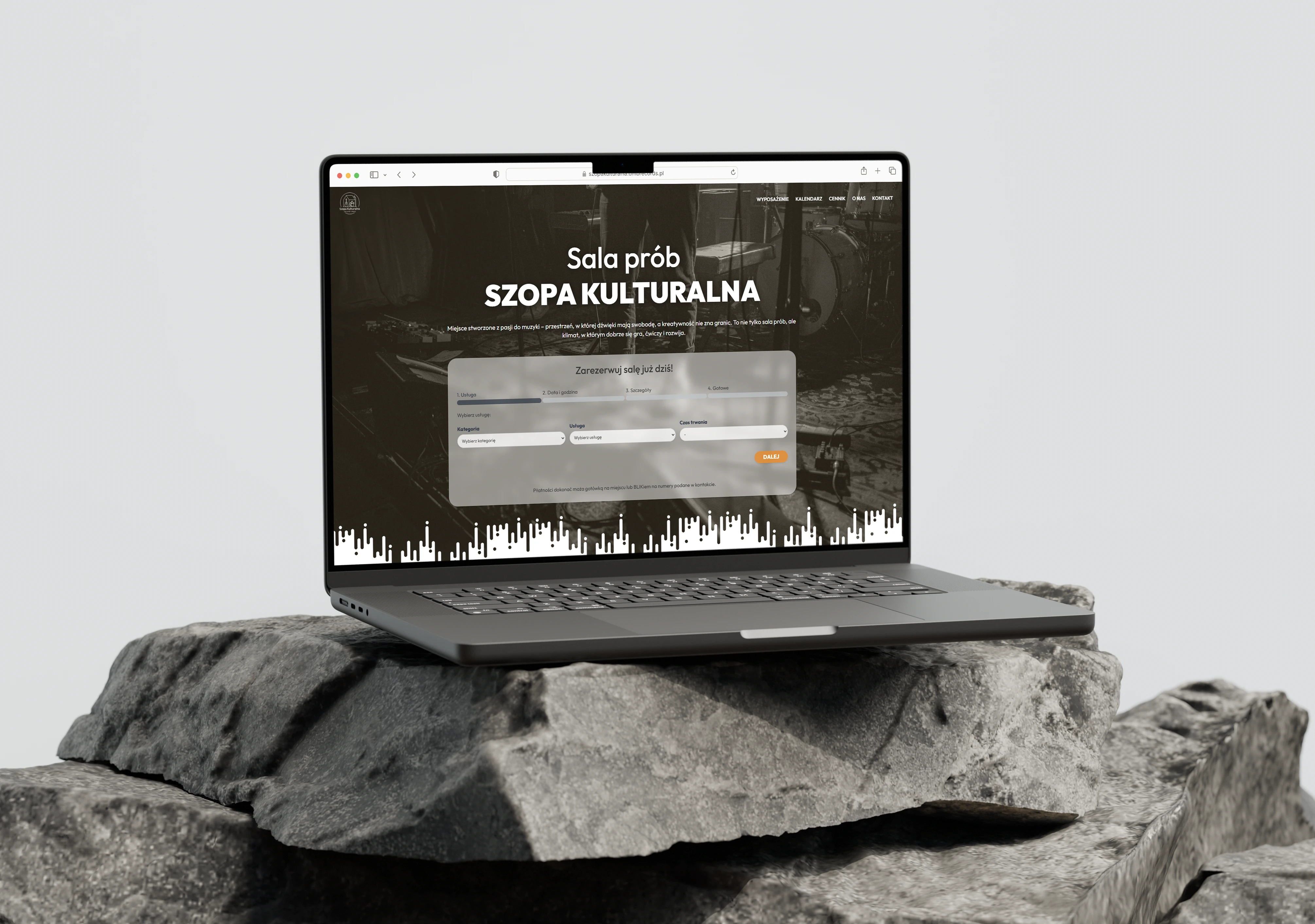 Strona internetowa Szopa Kulturalna — sala prób muzycznych z Opola