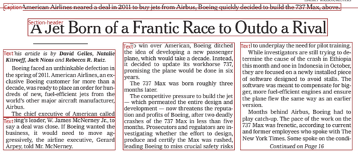 a newspaper article showing a demonstration of layout markings