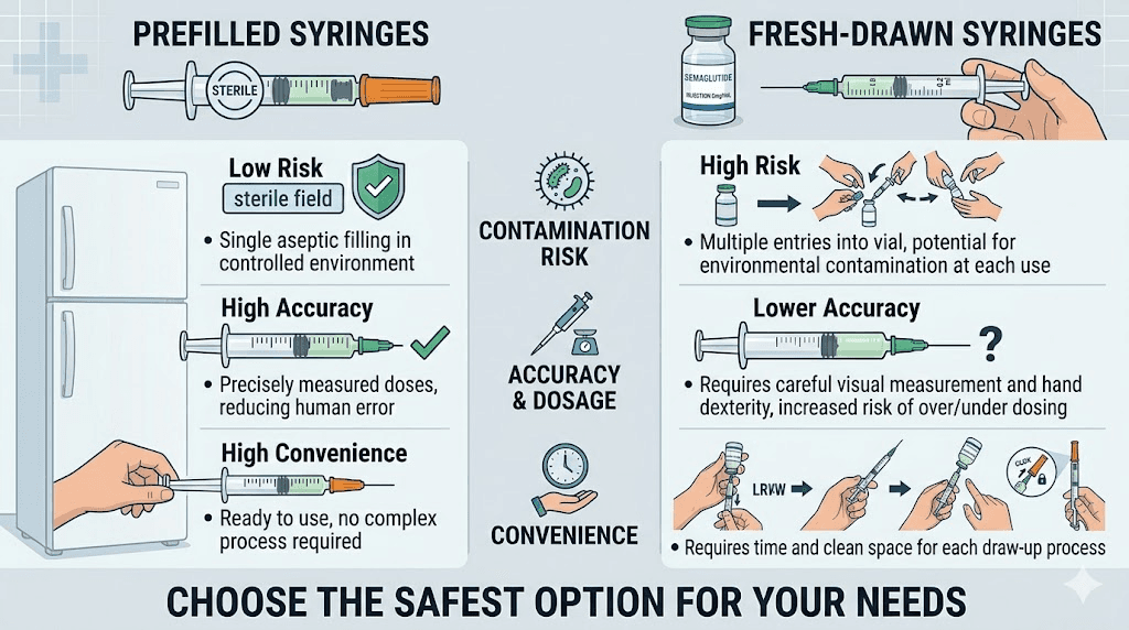 Safety comparison of prefilled versus freshly drawn semaglutide syringes