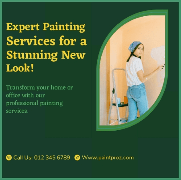 Template free painter service banner with contact details generated with Sivi AI