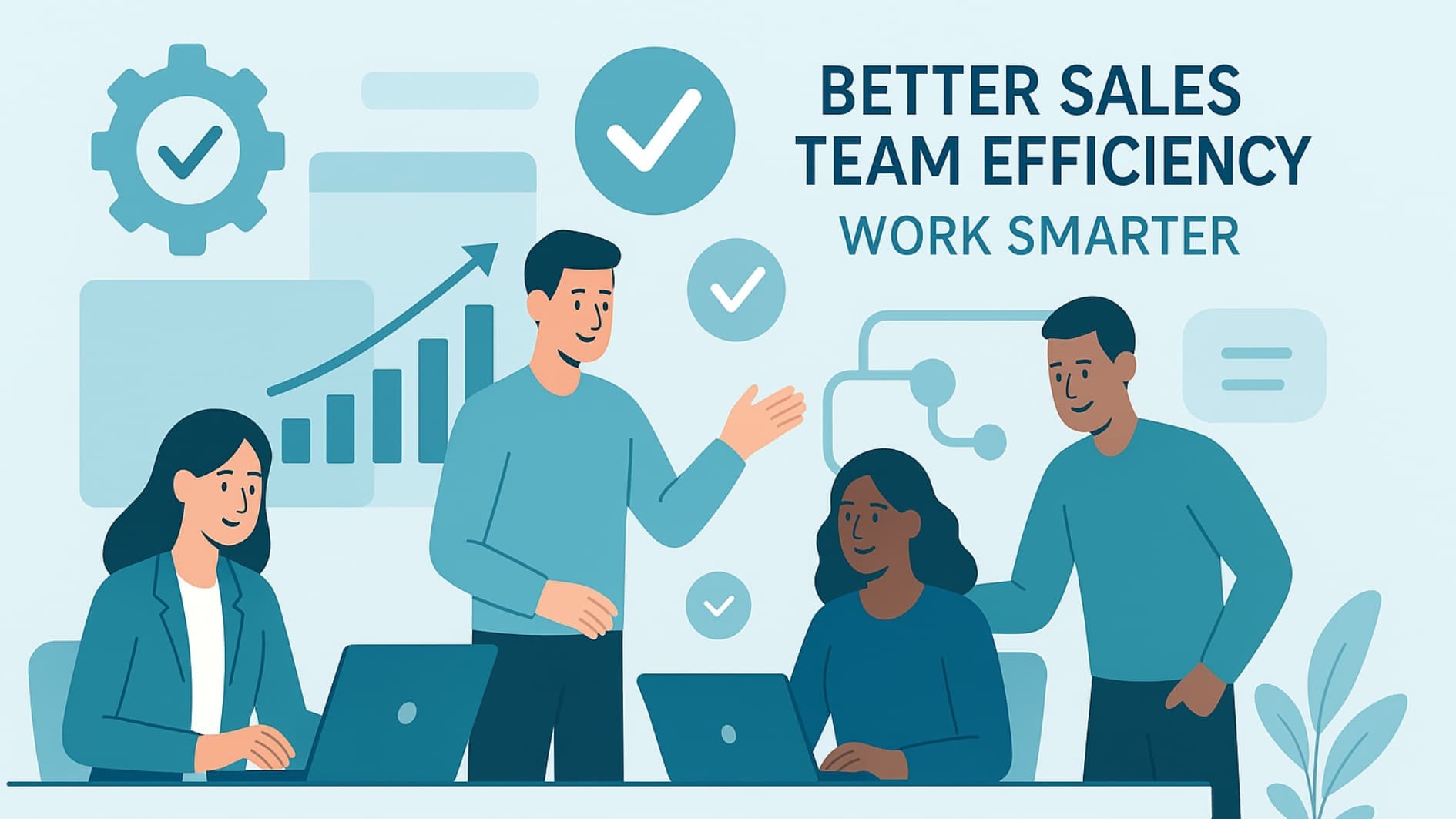 The impact of optimizing sales team efficiency, leading to higher productivity and performance within the sales pipeline, as illustrated through data visualizations and collaborative team dynamics.