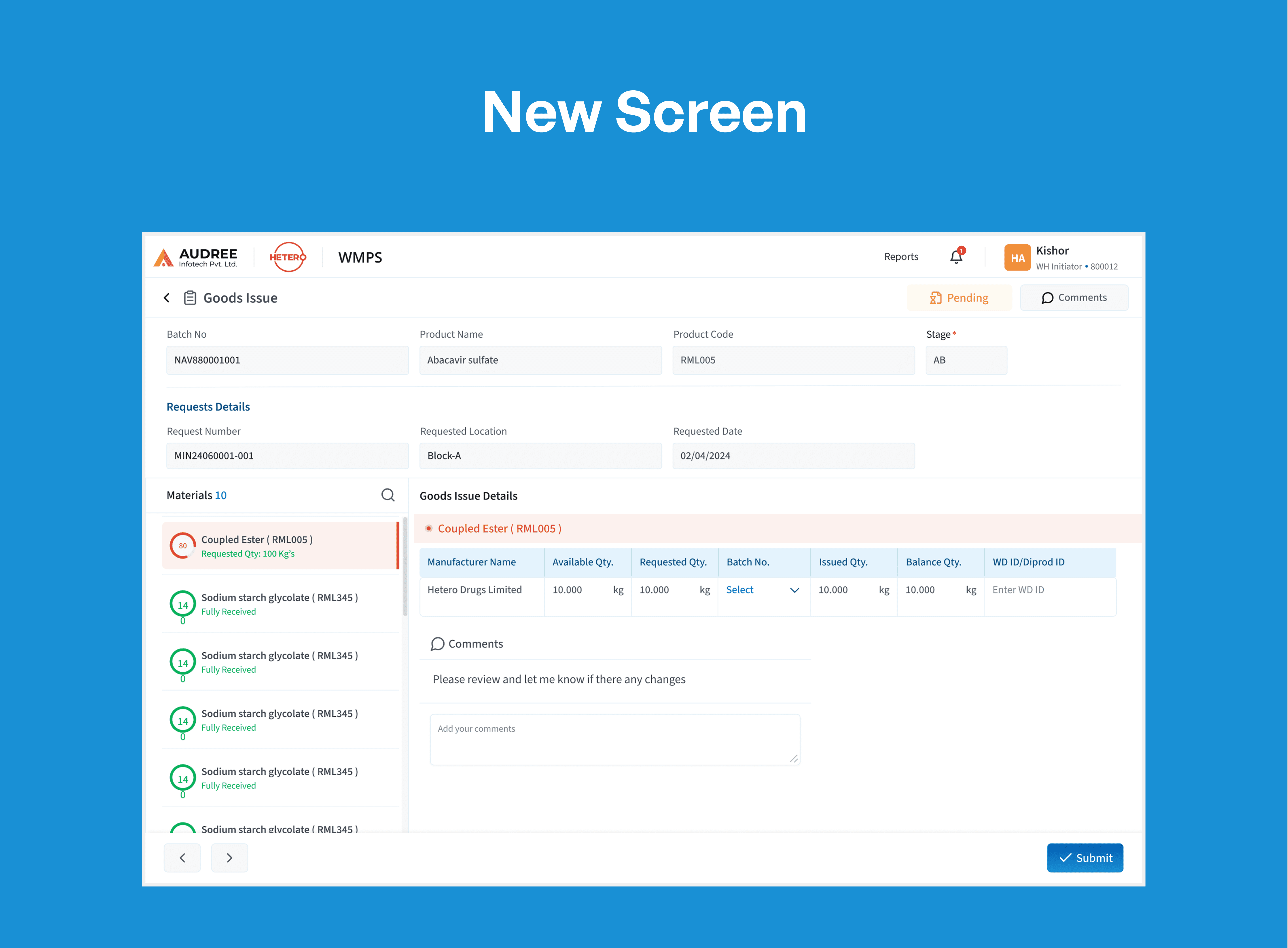 New Audree Softwares Screen