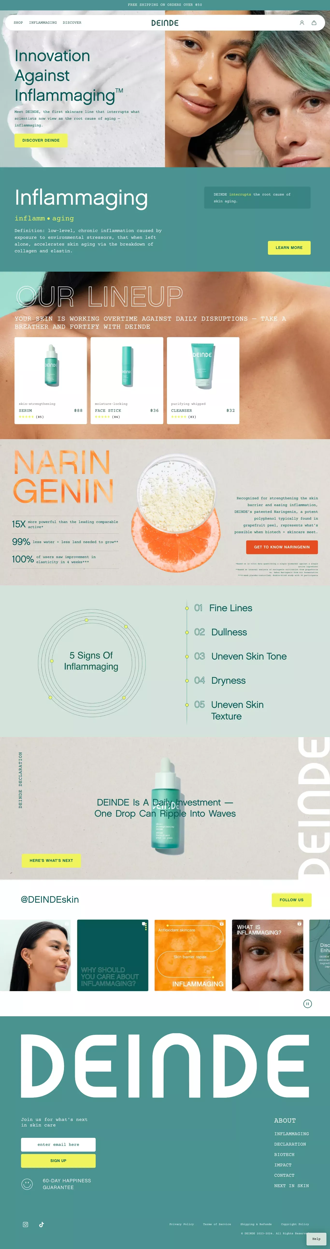 DEINDE: Interrupt Inflammaging with Biot ecommerce page screenshot showcasing Beauty and Ecommerce design