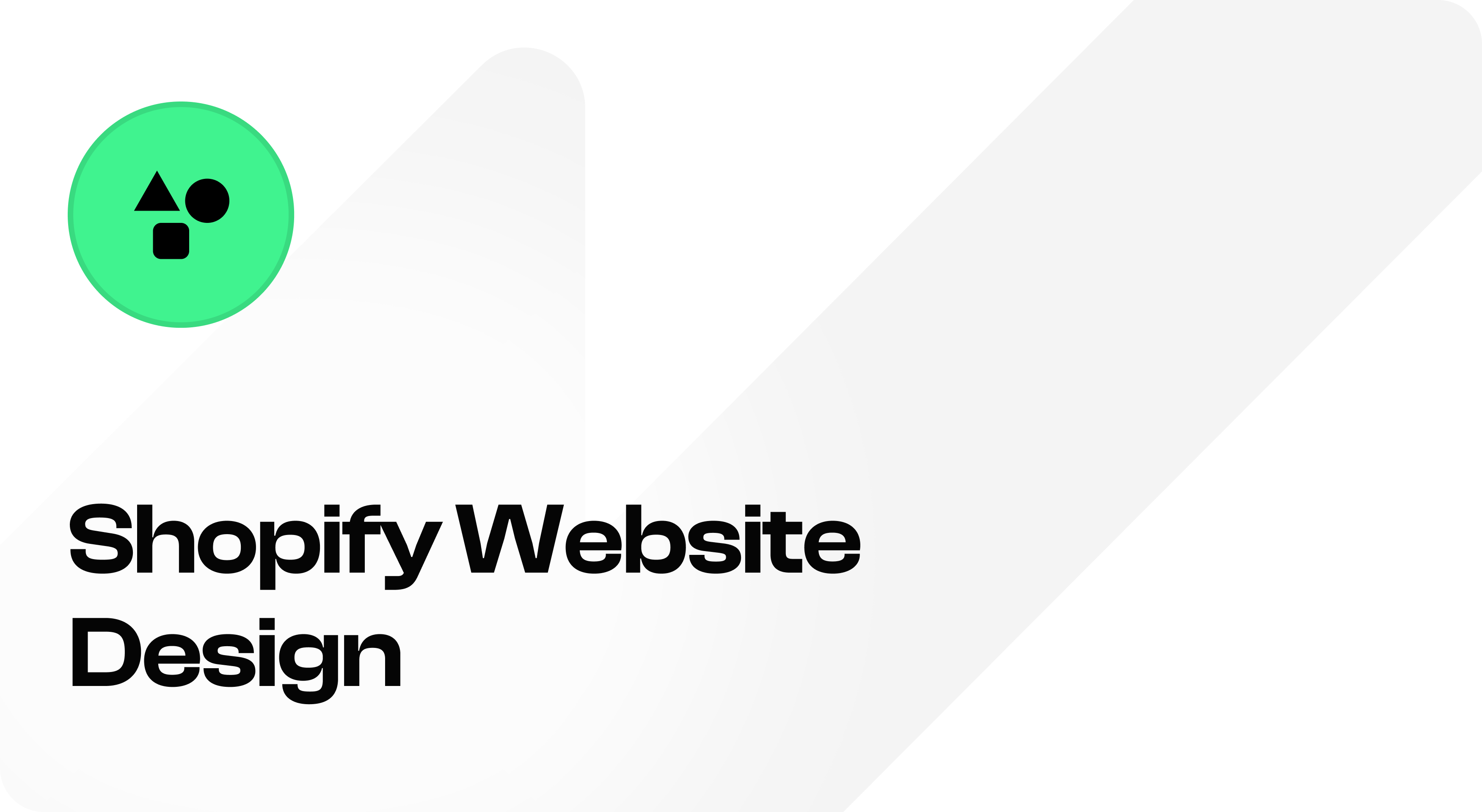 Shopify Website Design on a light Snapp cover with a green circle and geometric design shapes icon.