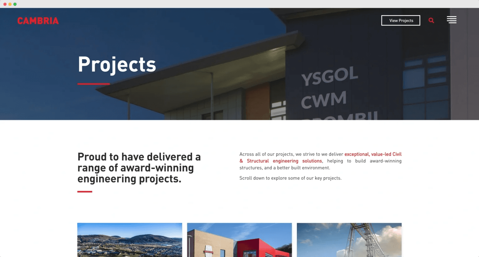 Projects page design