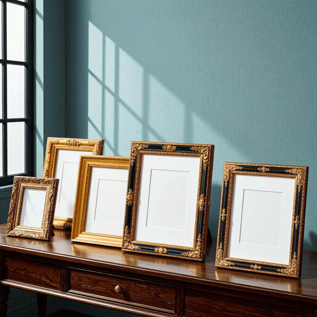 product photography of set of decorative photo frames