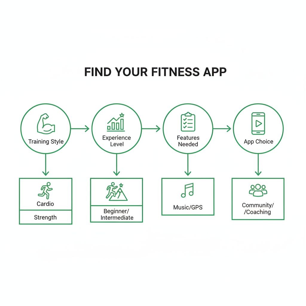 Decision flowchart for choosing the right workout tracking app