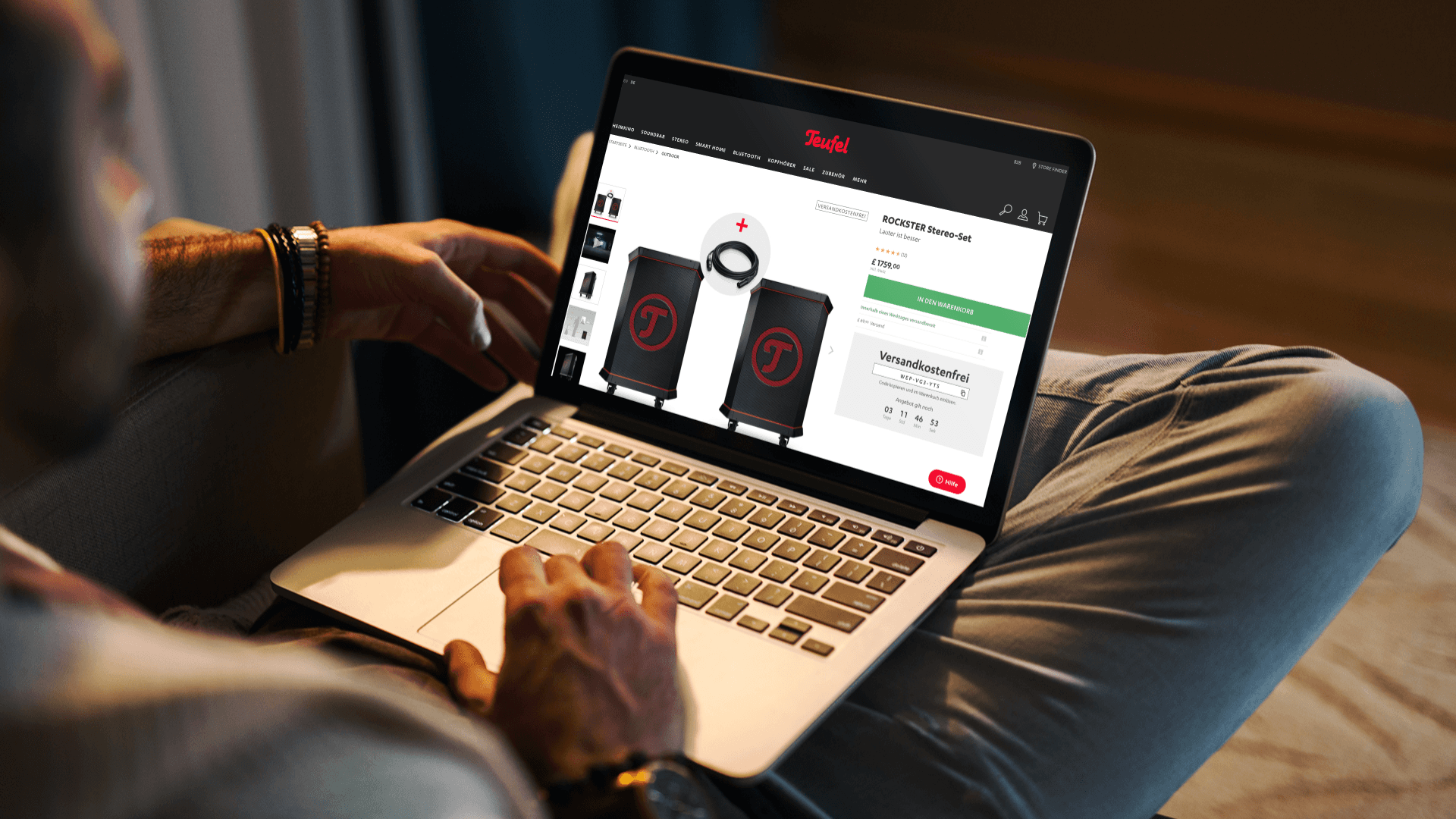 The Tuefel website on laptop