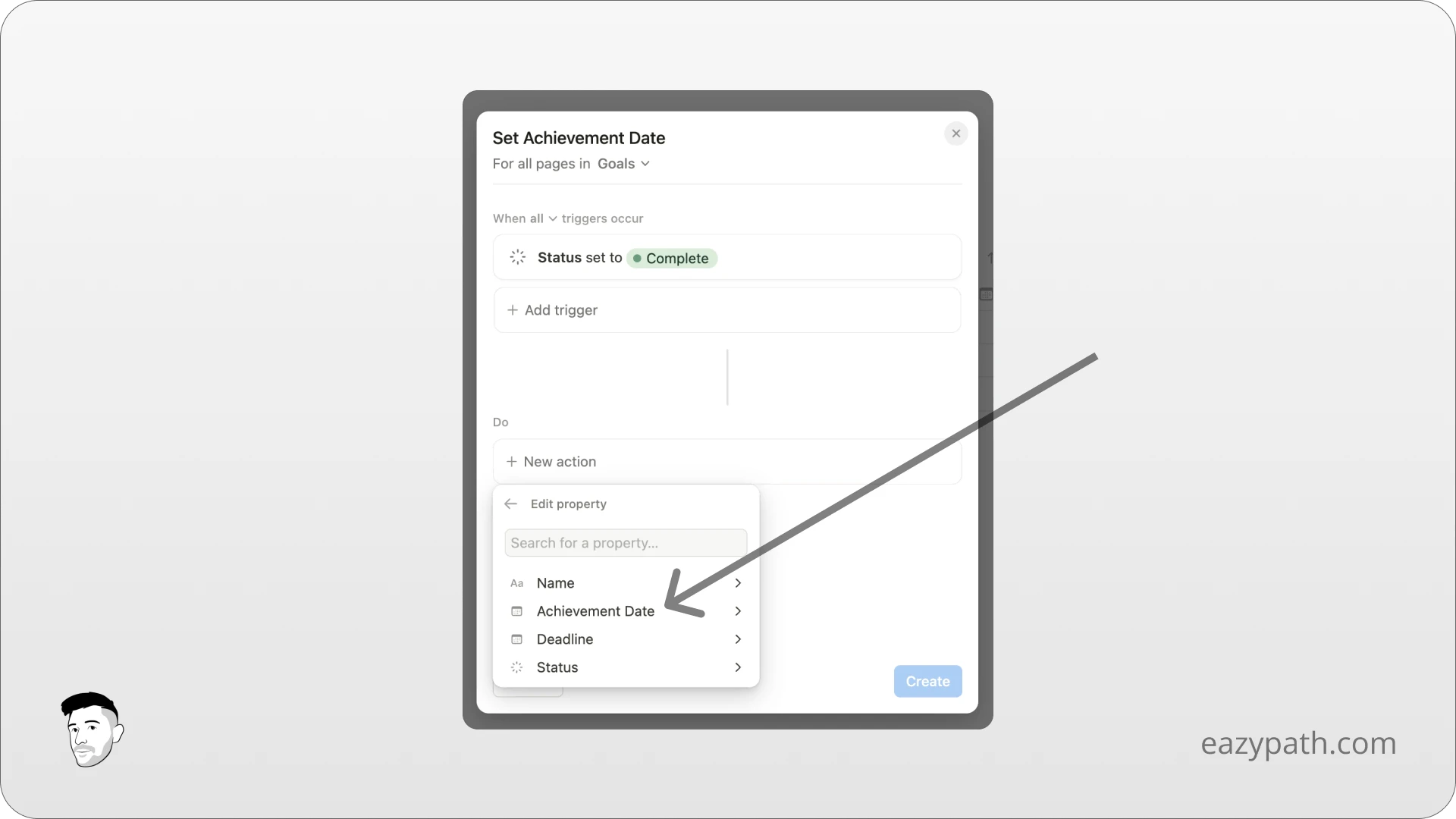 How to Create a Notion Database Automation - Action Achievement Date