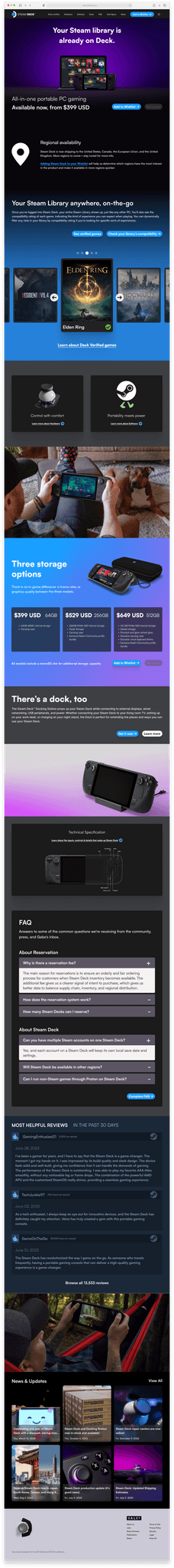 Esta imagem exibe uma interface de usuário com avaliações destacadas sobre o Steam Deck, apresentando experiências e opiniões de clientes, ampliando a compreensão sobre suas capacidades de jogo e impacto.