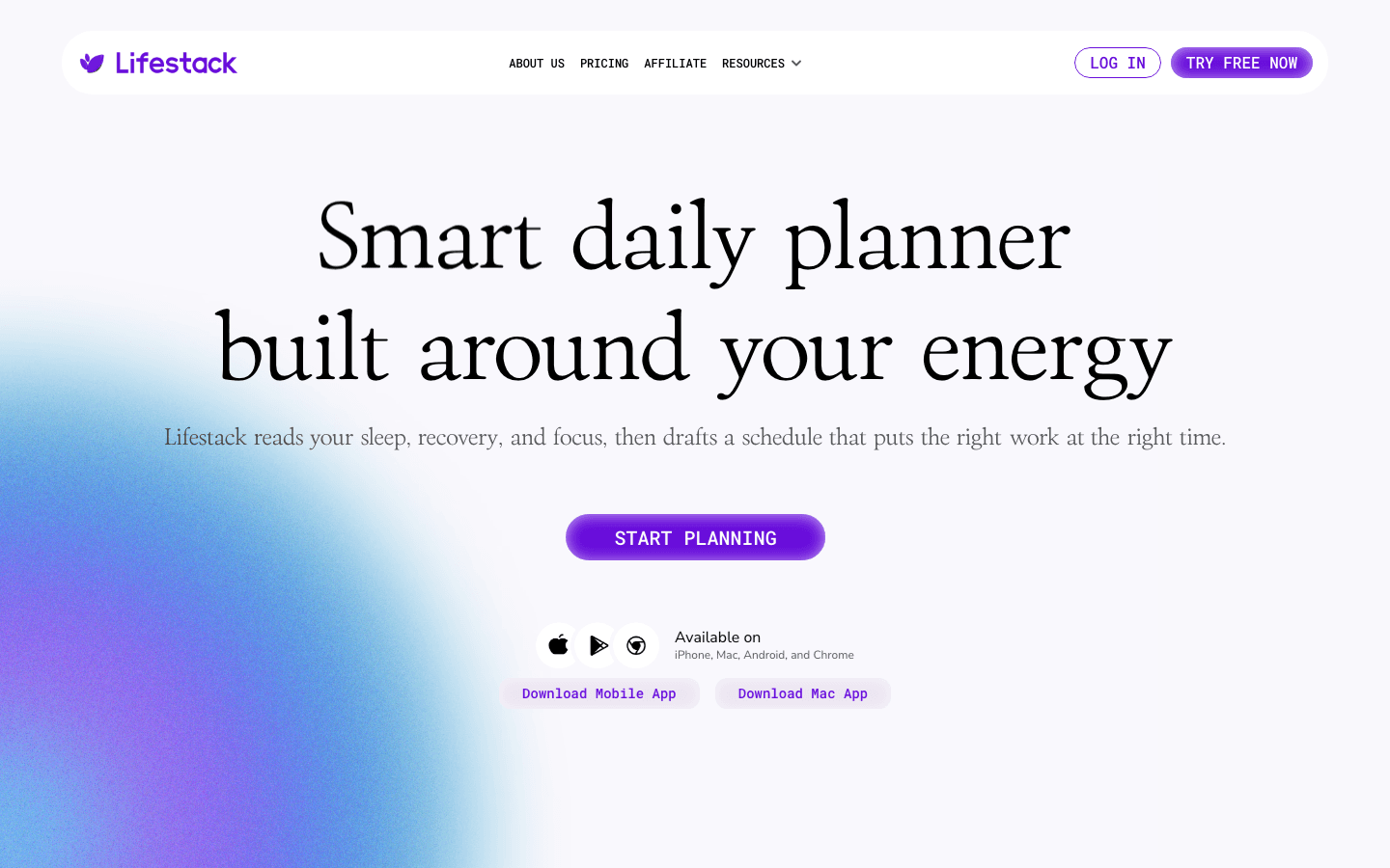 Lifestack AI scheduling assistant website