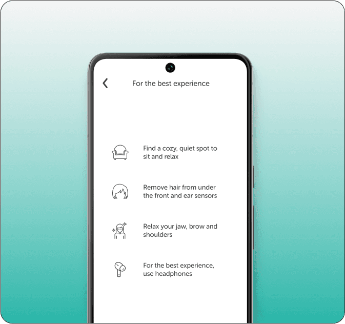 Light-mode meditation session instruction screen