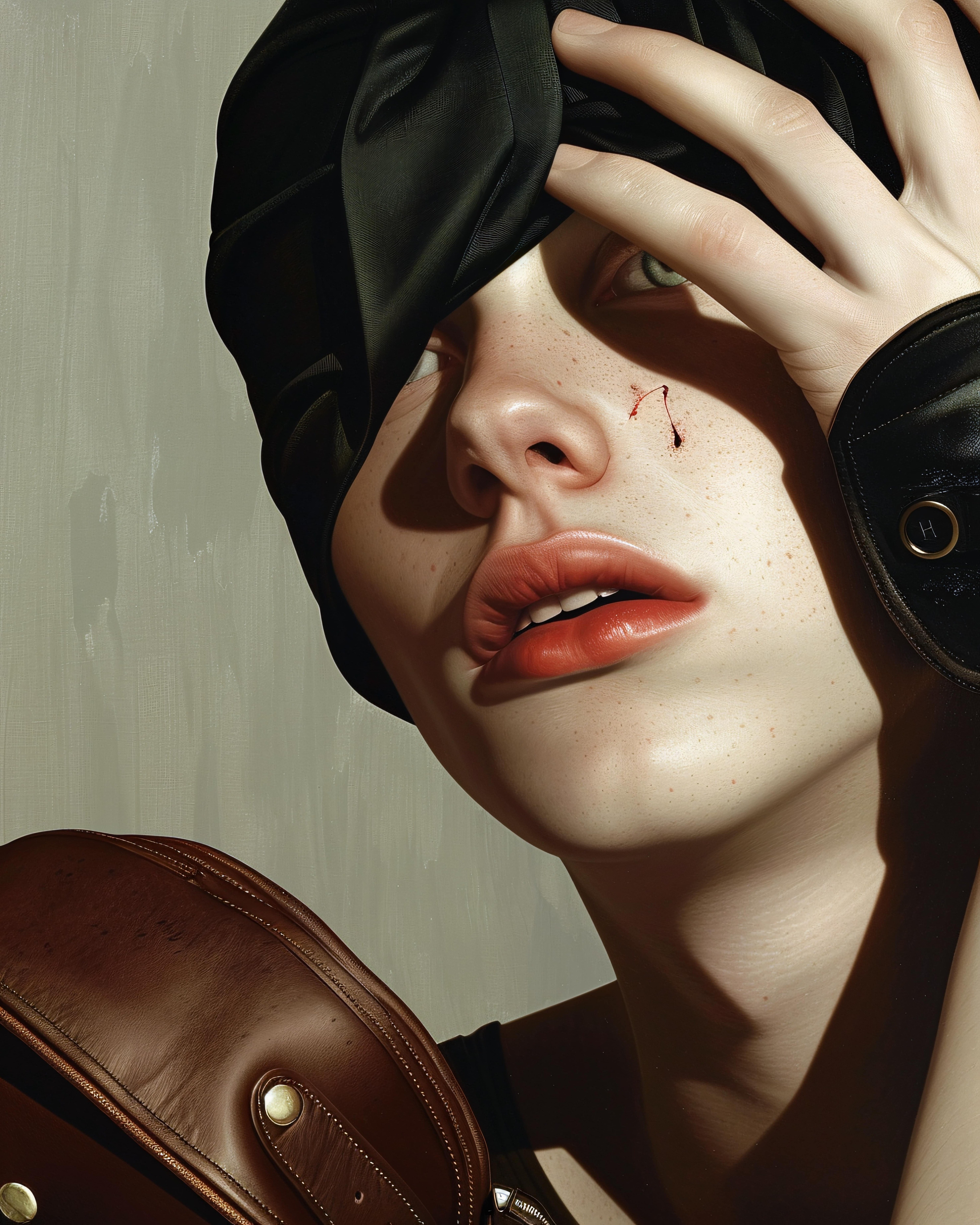 Close-up of a minimalist fashion editorial brochure tucked under a car's windshield wiper.