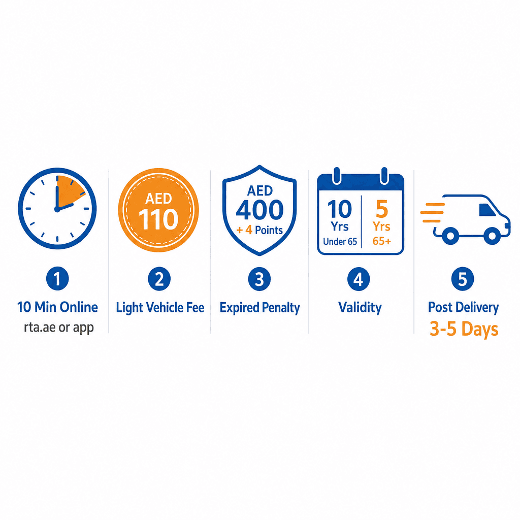 Infographic: Dubai Driving Licence Renewal - Fees, Process and Online Options