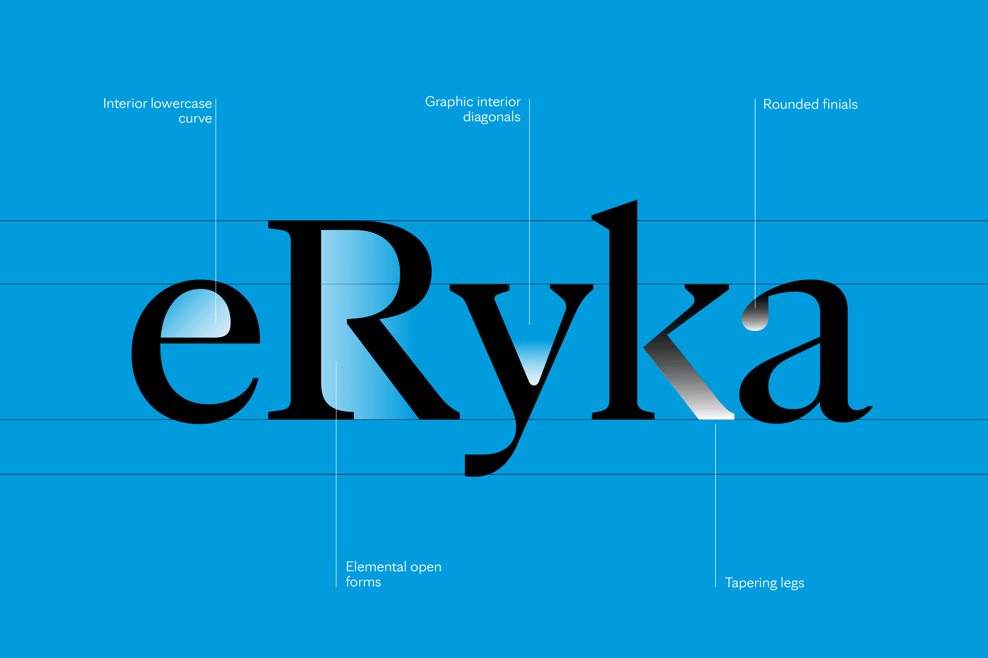 Type DNA featuring the text "eRyka" on a bright blue background.