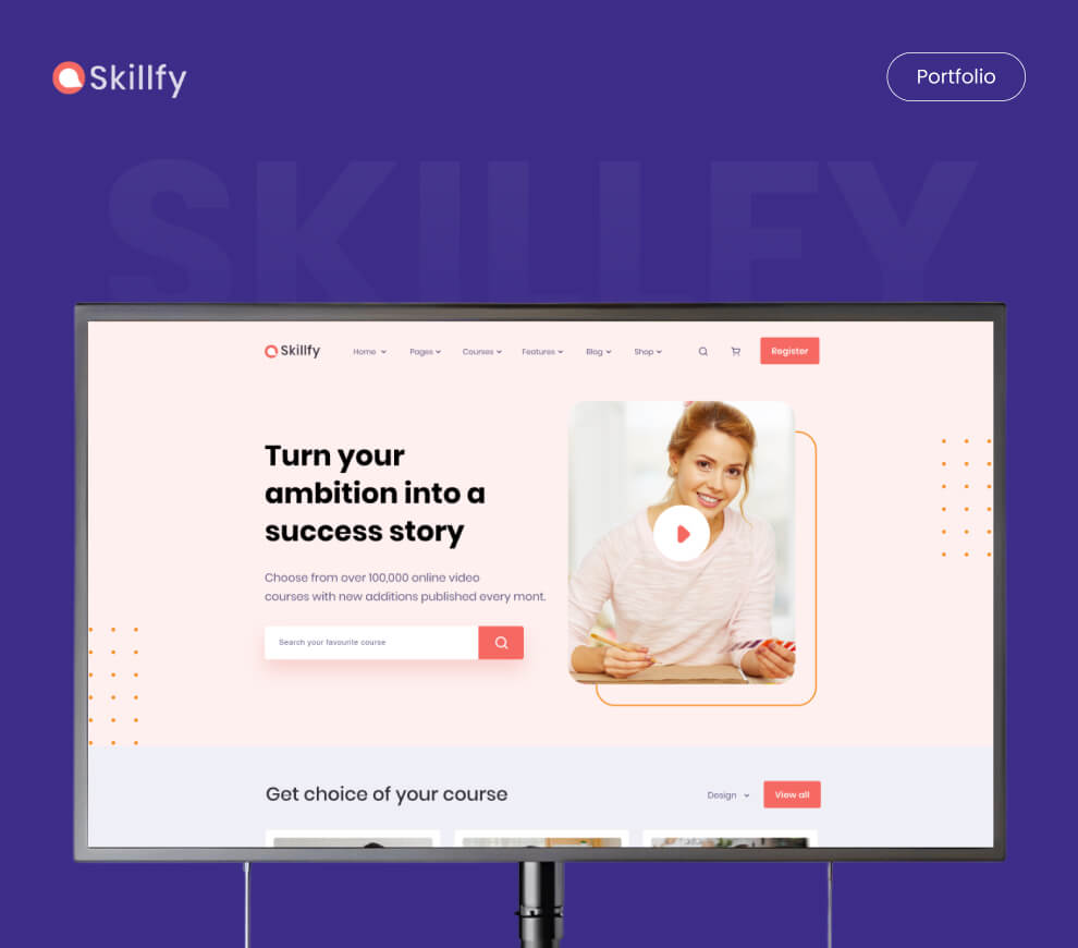 Educational LMS mobile app UI template created for student learning and course tracking
