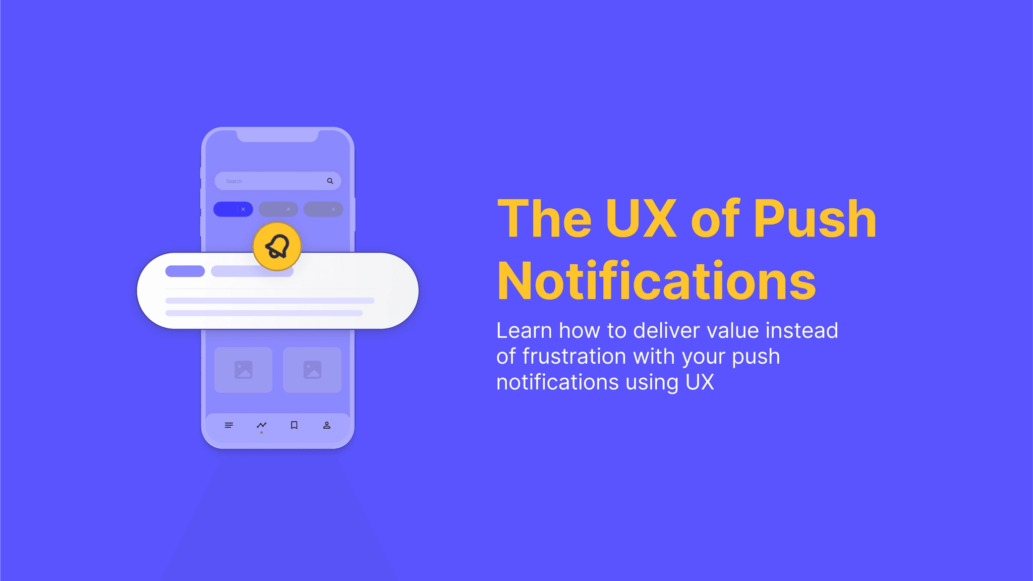 A push notification element on a phone, showing what the topic of the article will be about which is the UX of push notification